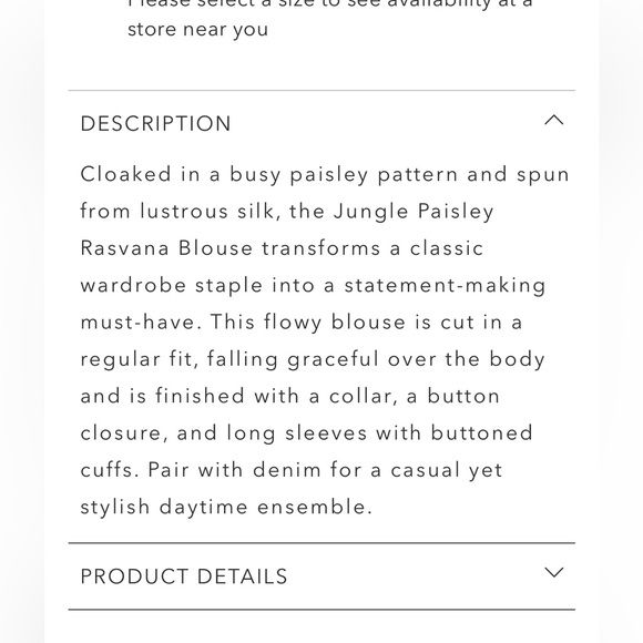 Johnny Was Silk Paisley Button Down Blouse XXS NWOT - Picture 6 of 7